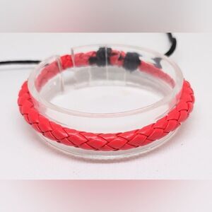 Men's‎ bracelet leather braided Red new e59